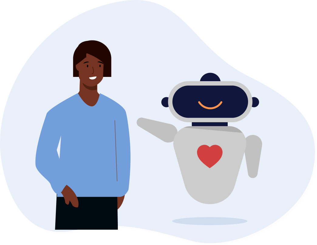 Illustration of person and a robot 