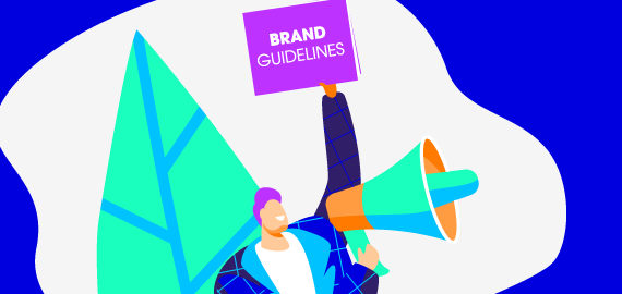 A thumbnail image showing an illustration of a person holding a 'Brand Guidelines' sign and speaking through a megaphone, with vibrant colors and a blue background.