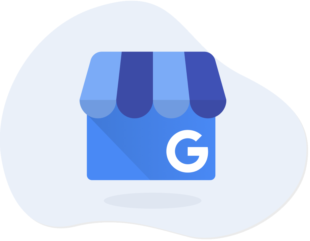 Illustration of shop awning with Google logo 