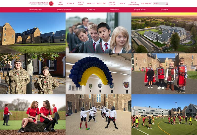 Snapshot of the Chichester Free School Homepage