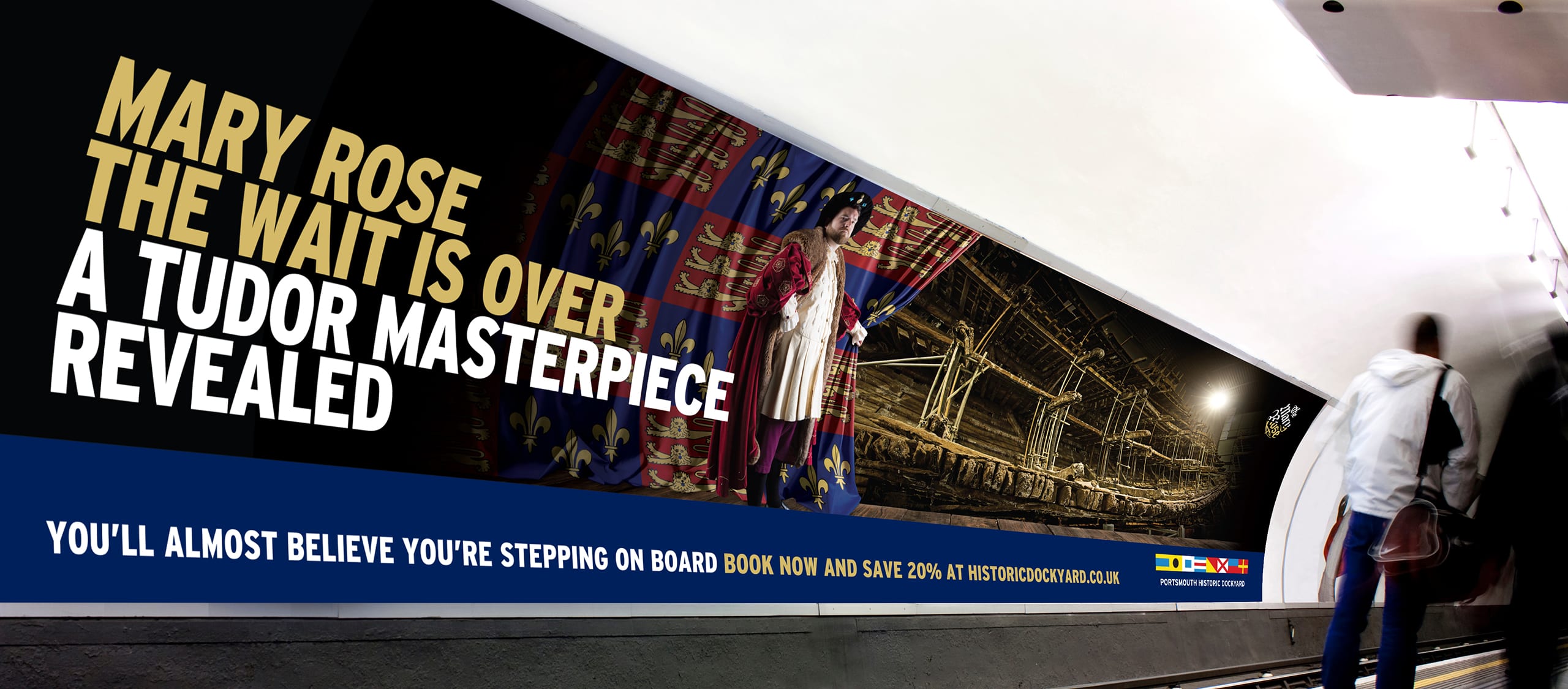 Mary Rose advertising on the London Underground platform walls